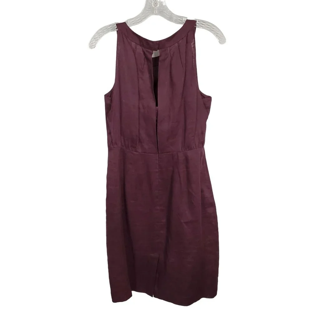 Ann Taylor Loft Size 8 Dress Linen Layered Sleeveless Lined Sheath Knee Purple - Picture 3 of 8
